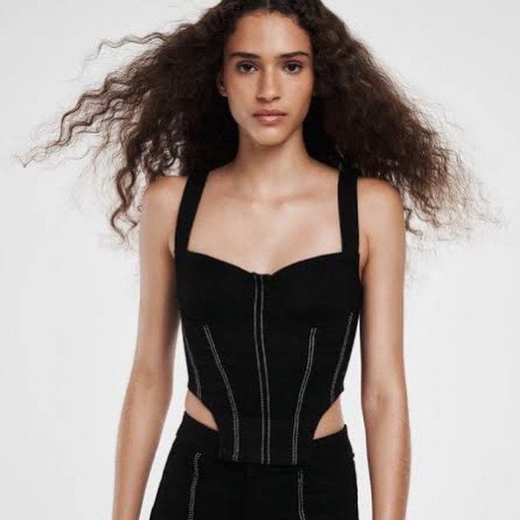 Zara | Tops | Zara Black Corset Top | Poshmark